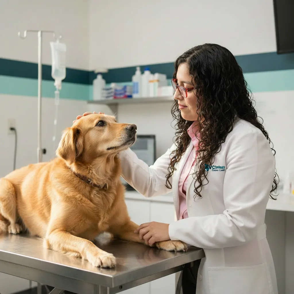 Oncóloga veterinaria atendiendo a una mascota en VCC Ciudad de México